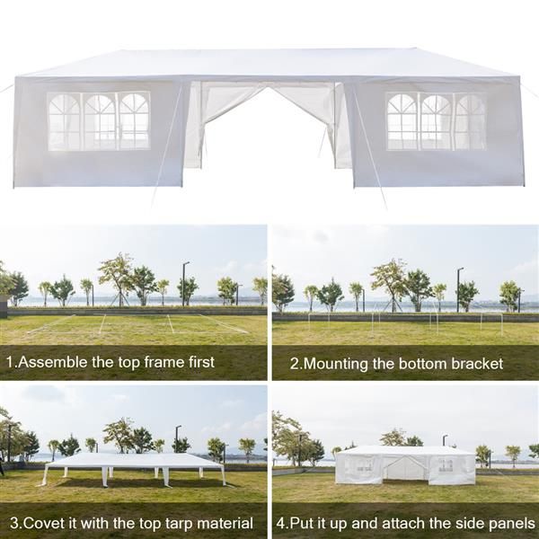 

30 x 10 x 8.5 inch white outdoor gazebo canopy wedding party tent 8 removable walls ship from usa