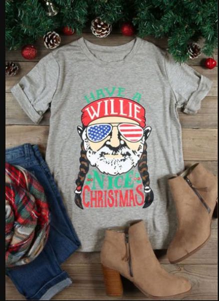 

chrismas print designer women tshirt summer crew neck loose casual fashion office lady streetwear tee, White