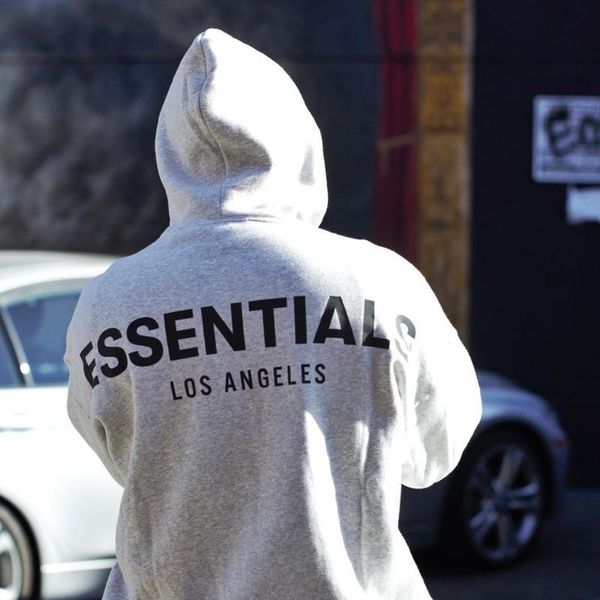 

19fw fear of god essentials 3m reflective letter embroidery sweater fleece hoodie couple women and mens designer sweatshirt hfxhwy072, Black