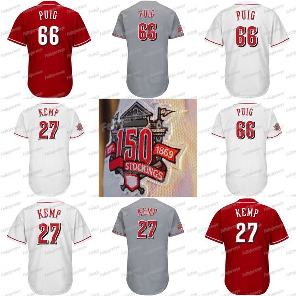 

150th anniversary Cincinnati 66 Yasiel Puig 27 Matt Kemp Curt Casali Alex Wood Joey Votto Adam Duvall Kyle Farmer Men Women Youth Jersey