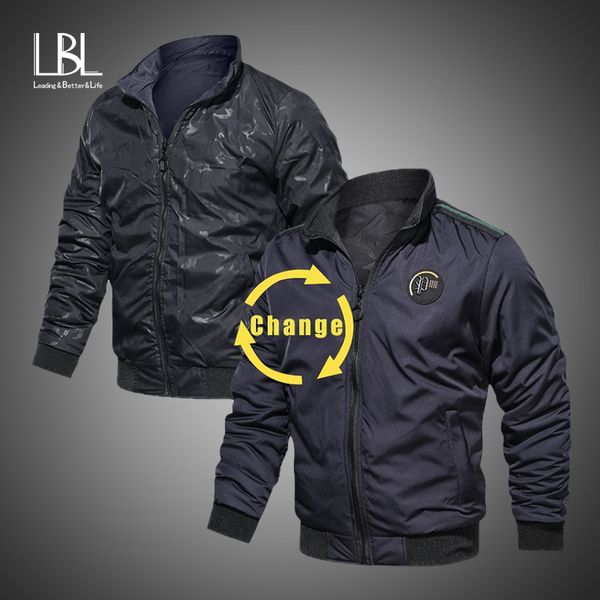 

новый бренд мужская повседневная куртка с двух сторон носить пальто 2019 осень-зима мужчины пилот пилот бомбардировщик хип-хоп уличная куртк, Black;brown