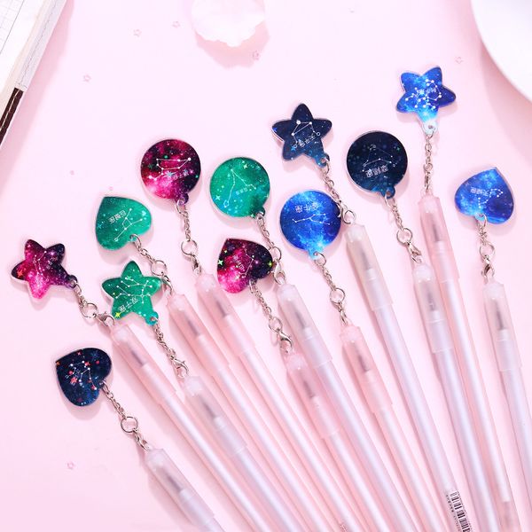 

36 pcs/lot constellations pendant gel pen cute starry sky 0.38 mm black ink neutral pen school writing supplies stationery gift