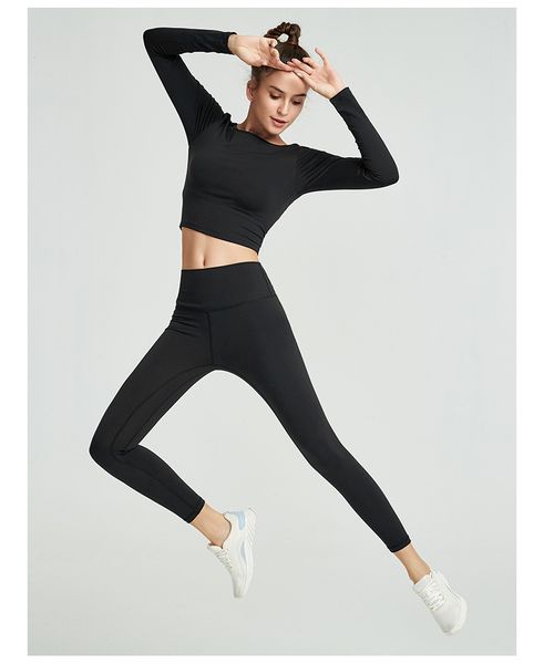 

new ropa de yoga women yoga built in bra backless sport cropped long sleeve for dance gym shirts padded activewear, White;red