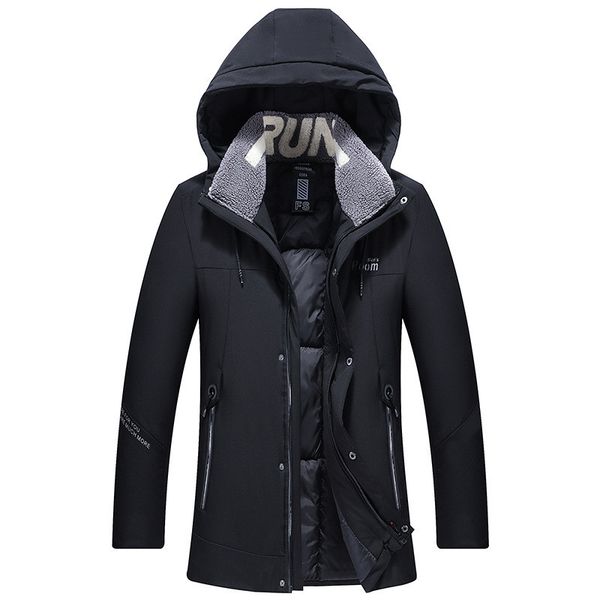 

men's designer winner fashion jacket cotton clothes 2020 new leisure hooded cotton clothes men's long warm cotton padded jacket si, Black