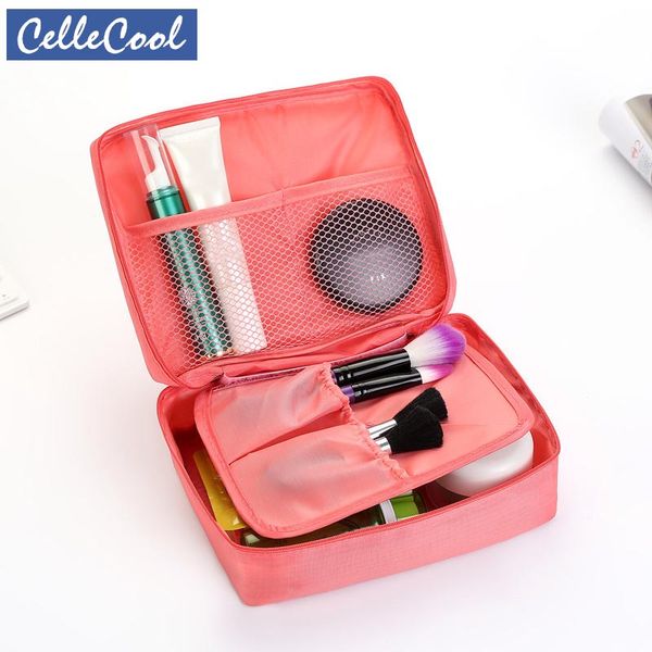 

cellecool solid color cosmetic bag women makeup bags toiletries organizer waterproof female storage make up cases