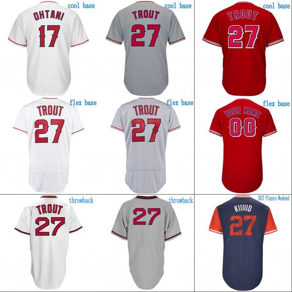 

#17 Shohei Ohtani Jersey Mens Los Angeles 5 Albert Pujols 27 Mike Trout 24 Chris Young 44 Rene Rivera 56 Kole Calhoun Baseball Jerseys