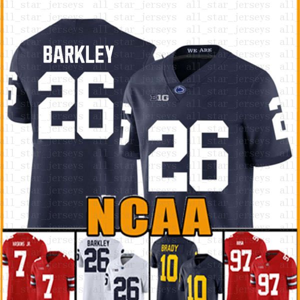 Penn State Nittany Lion 26 Saquon Barkley Maglia da football americano 10 Tom Brady 97 Nick Bosa Maglie da uomo eace