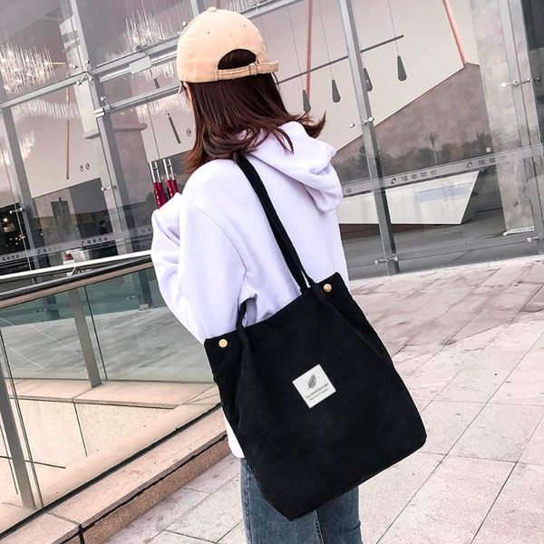 

women corduroy shoulder bag large capacity handbag travel tote purse hiking shoulder bags student school bag sac main femme 2020