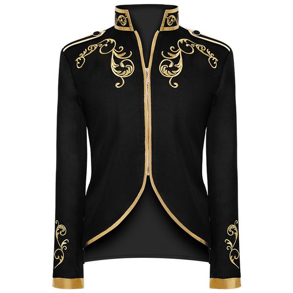 

men's jackets retro medieval court prince embroidered suit sports long sleeve jacket england style coat, Black;brown