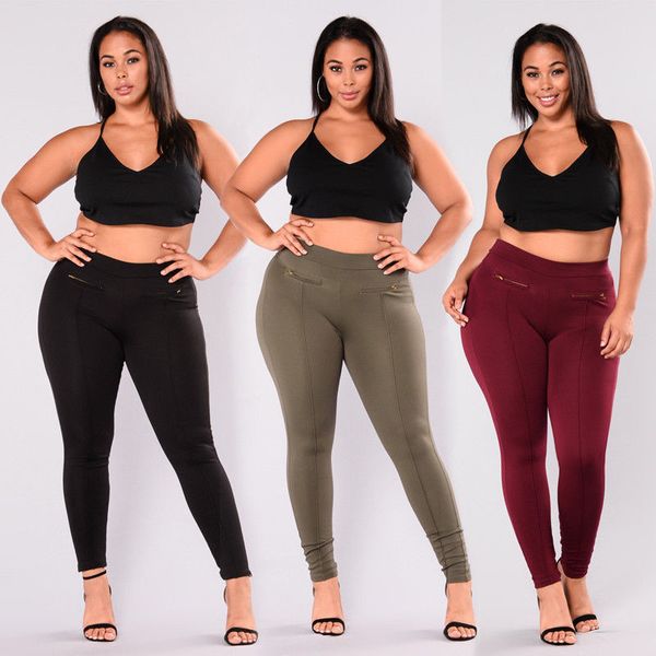 

fashion women casual zipper skinny pencil pants new ol ladies high waist stretch elastic trousers