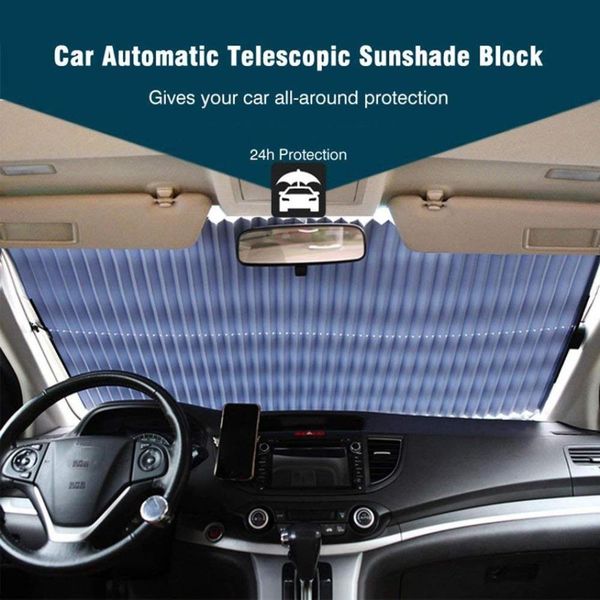 

46cm/65cm/70cm/80cm car front windshield sunshade automatic foldable suv truck rear window sun visor uv protection curtain