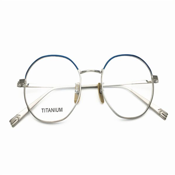 

brand design men women irregular shape acetate with titanium optical frame spectacle optical clear prescription lenses, Silver