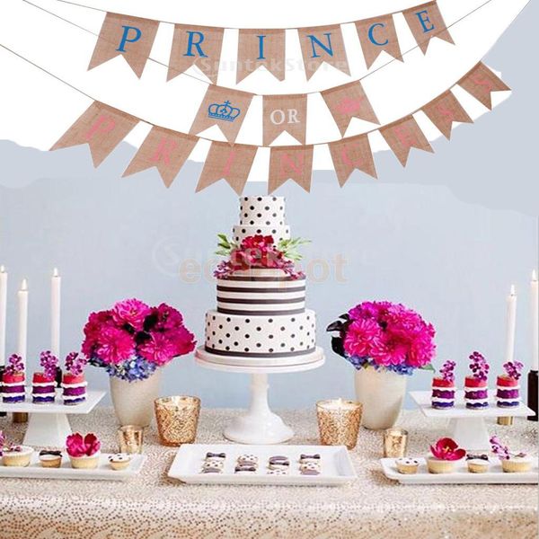 

принц или принцесса страна burlap баннер бантинг мальчик девочка крестины baby shower garland пол reveal фото props home decor