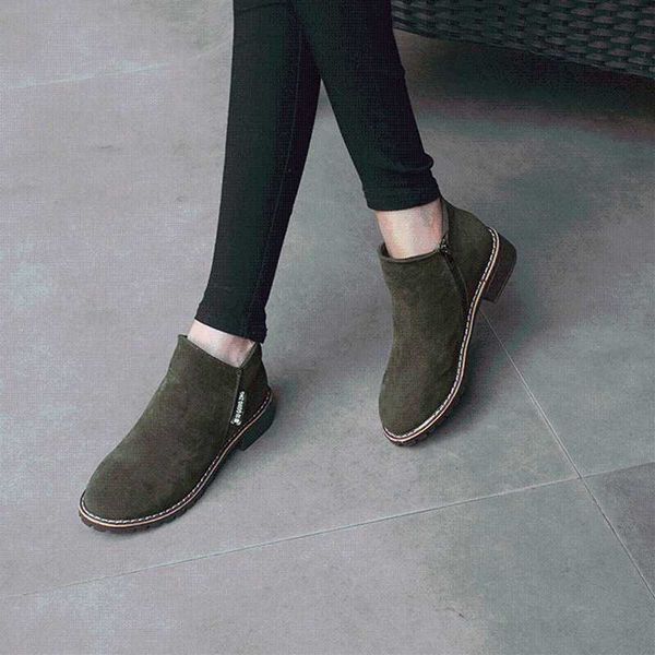 

women shoes boots autumn winter boots classic zipper snow ankle winter suede warm fur plush shoes, Black