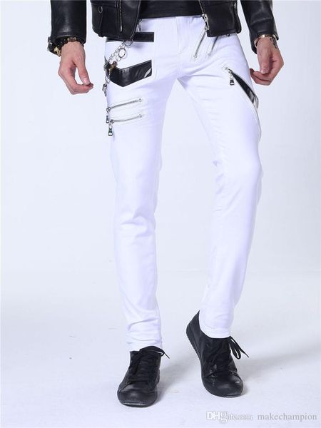 

сплошные цвета мужские дизайнерские брюки карманы на молнии мужские брюки карандаш мужской модные тонкий высокого качества streetwear, Black