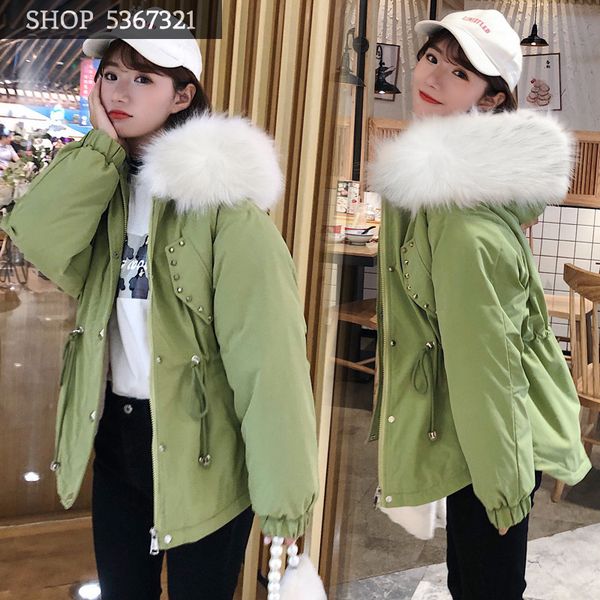 

cotton-padded clothes woman 2019 cotton student thickening easy bread serve suit-dress cotton-padded jacket loose coat, Black