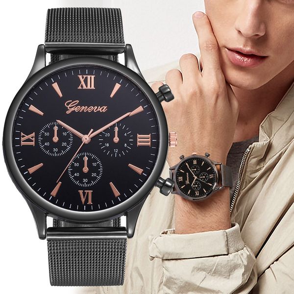 

2019 fashion casual multi-scale dial watches men stainless steel mesh belt relogio masculino quartz wristwatches luxury watch, Slivery;brown