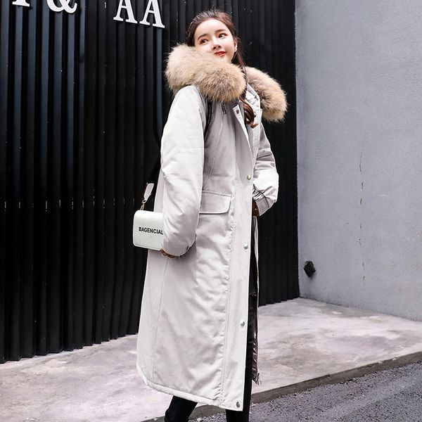 

2019 x-long women winter water-washed denim jacket cotton padded warm thicken ladies coat long new fashion parka womens jackets, Black