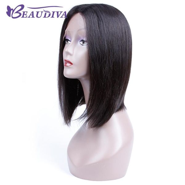 

beaudiva lace human hair wigs short human hair wigs brazilian 100% straight hairline lace bob wig, Black;brown