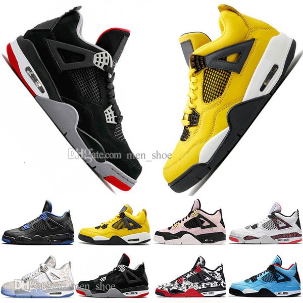 

bred 4 4s what the cactus jack laser wings mens basketball shoes denim blue eminem pale citron men sports designer sneakers