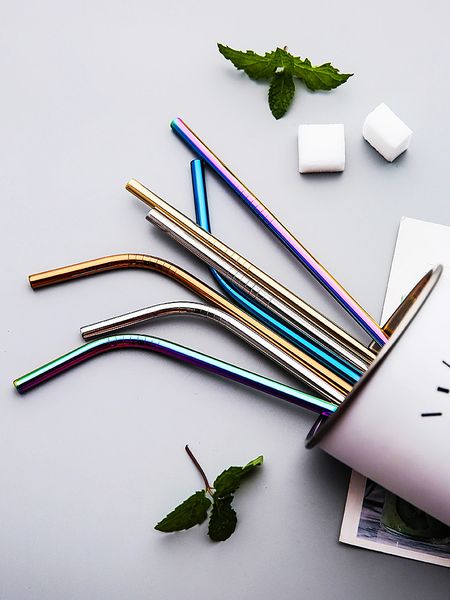

drinking straws promotion bitwus stainless steel bent 100 straw+10 brush 6mmx215mm 18k gold/rosegold/gun black/silver
