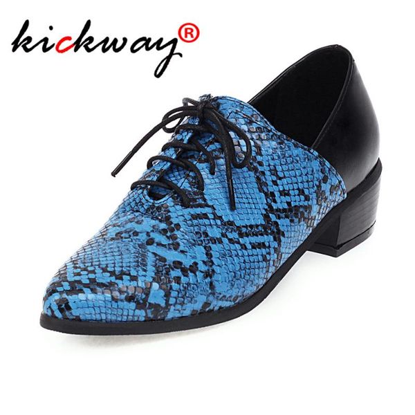 

ladies shoes with heels pointed toe dress shoes womens lace-up brogues snake print pu leather basic ladies large sizes 43, Black