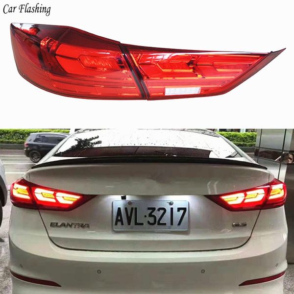 

car flashing 1pair for elantra 2017 2018 car styling rear tail light led lights parking taillights led taillight case