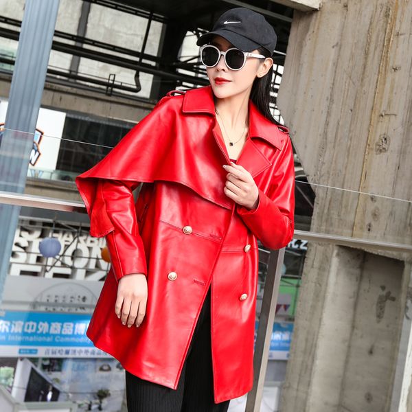 

spring autumn real genuine leather jacket women clothes 2019 korean vintage sheepskin coat windbreaker chaqueta mujer zt3122, Black
