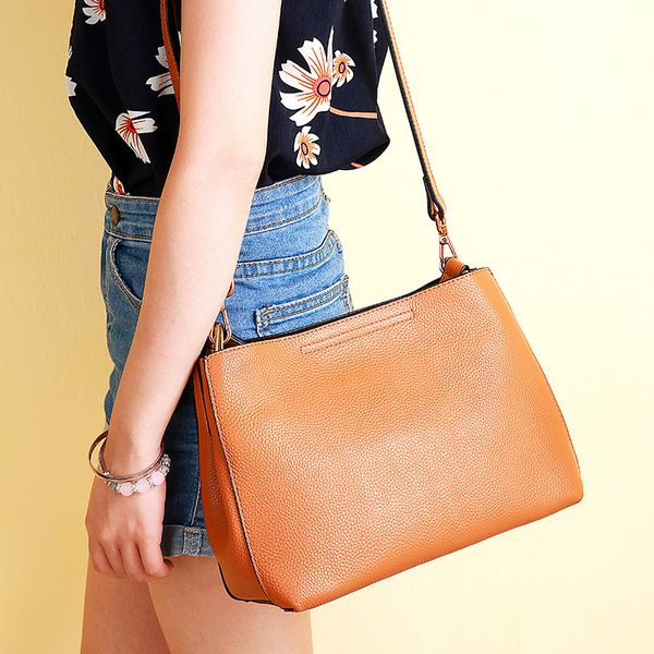 

new leather women's bag litchi pattern leather bag portable women's shoulder crossbody