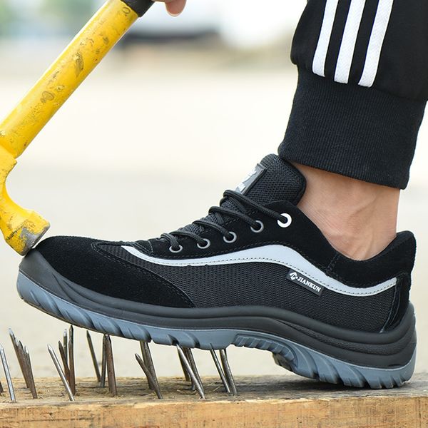 

indestructible steel toe cap construction protective sneaker for men boots men work safety shoes designer trekking shoes, Black
