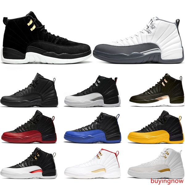 

12 dark grey 12s basketball shoes reverse taxi fiba midnight black white grey game royal mens trainer sports sneakers size 40-47