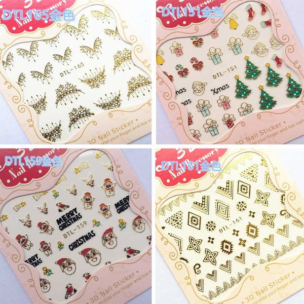 

30 styles 1 sheet fashion 3d gold nails art manicure black glue decals decorations design nail stickers for nails tips beauty