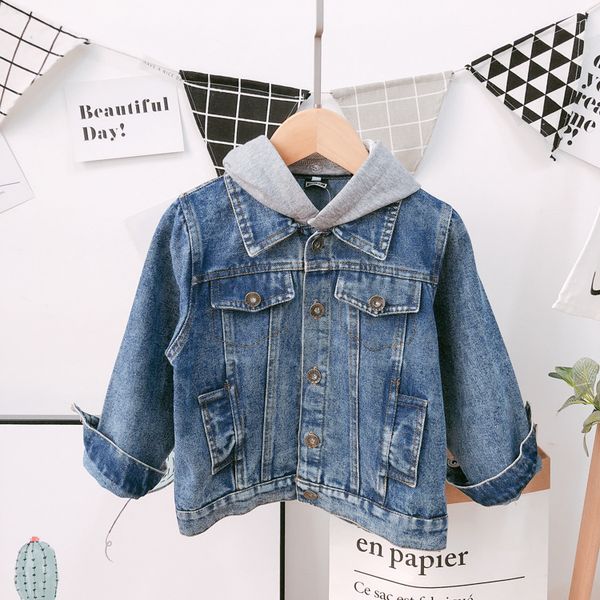 

hooded denim jackets for boys clothes children's clothing baby boys casual jacket coats toddler outwear kids hooded cowboy coats, Blue;gray