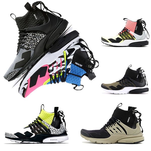 

fashion brand presto mid acronym black blue running pink olive designer yellow lava trainers shoes size 40-45, White;red