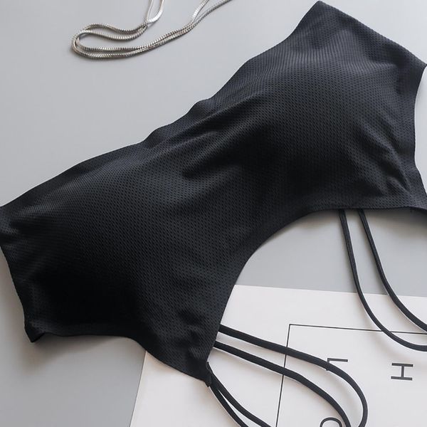 

women solid bras push up bra bra vest breathable chest pad wearing sports underwear ice silk anti-light wrap #yl1, Red;black