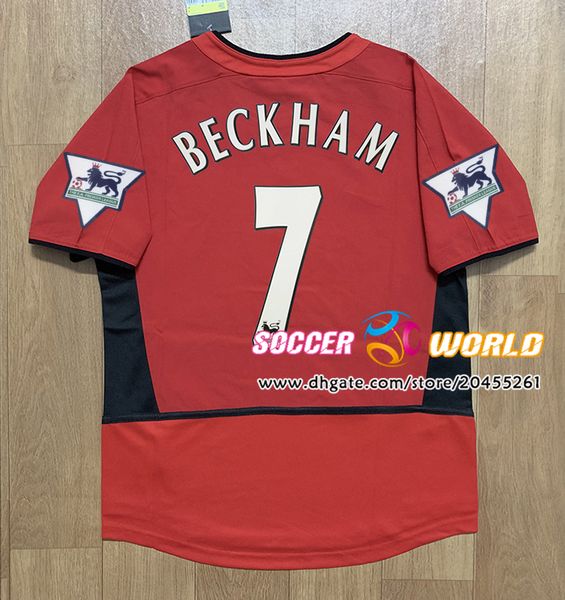 

retro manchester soccer jersey 2002 03 04 season united home red away blue beckham keane ronaldo scholes giggs size s-2xl, Black;yellow