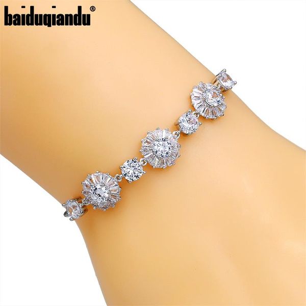 

flower cubic zirconia crystal cz wedding bridal bridesmaid adjustable bracelets jewelry, Black