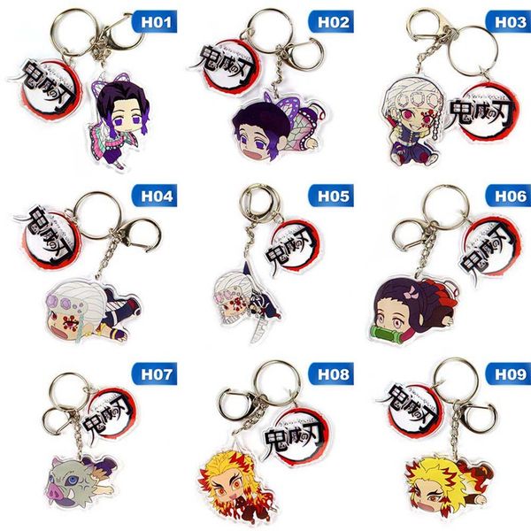 

anime demon slayer: kimetsu no yaiba cute cartoon acrylic keychain keyring cosplay anime gift, Silver