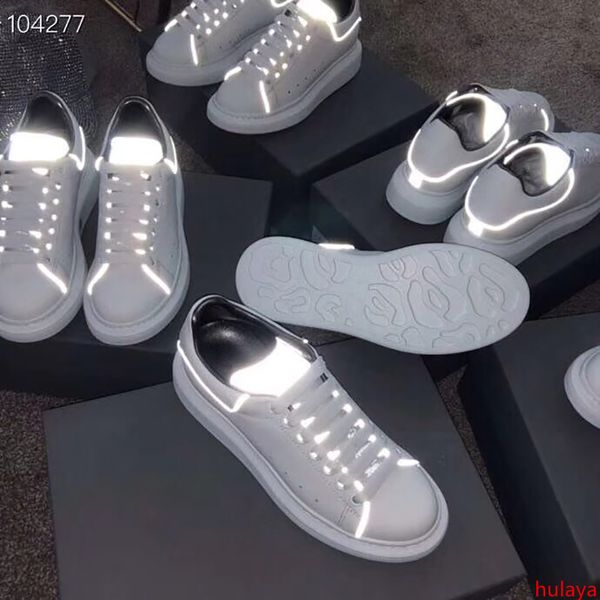 

luxury women casual shoes new designer men reflective genuine leather sneakers lightweight lacing-up casual shoes thrick bottom shoes