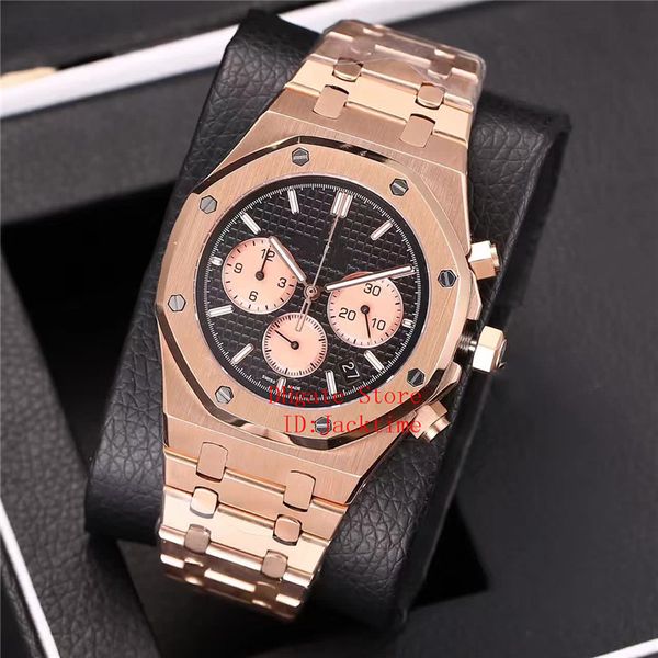 

7 style luxury watch black stainless steel sports 41mm 26331st 26315st vk quartz chronograph mens watches, Slivery;brown