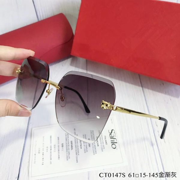 

luxury women designer sunglasses 0147 square frameless glasses lens cutting specially designer eyewear uv400 protection come with box, White;black