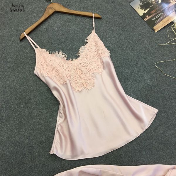 

2pcs сексуальное белье женщины без рукавов шелковый обычный повседневный свободный babydoll топы брюки nightgown пижамы размер пижамы набор, White