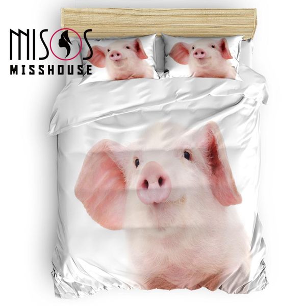 

misshouse cute pig animal duvet cover set bed sheets comforter cover pillowcases 4pcs bedding sets