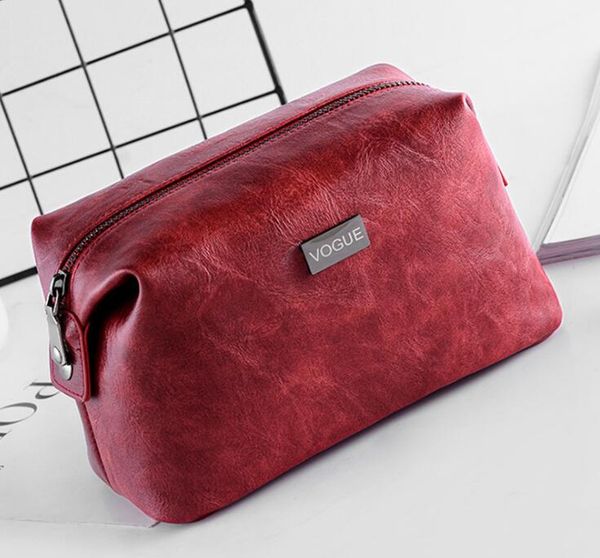 

new design retro min flap zipper pu storage cosmetic bag 5colors protable waterproof coin purses toiletry bags