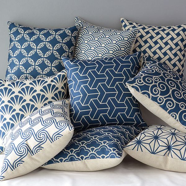 Chinese Culture Retro Style Cushion Covers Geometric Plaids