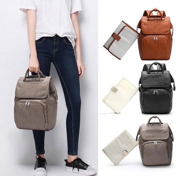 

stroller mummy pu backpacks baby backpack travel outdoor bag mummy diaper diaper backpack leather changing maternity for pad fun nvksh, Red;black