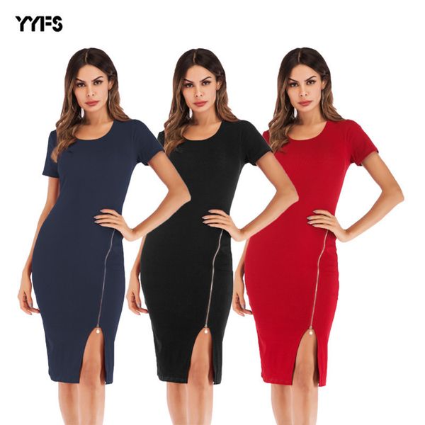 

womens designer large size short sleeve pencil dress bag hip skirt high waist solid color tightnje0, Black;gray