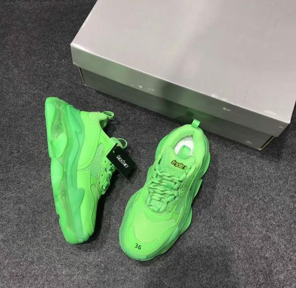 

designer triple s casual shoes men green triple s sneaker women leather casual shoes low lace-up casual flat shoes with clear sole aw8, Black