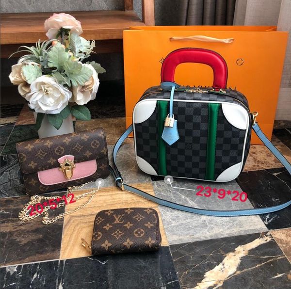 

three-piece designers handbag classic selling style authentic cow high leather luxury handbag clutch single shoulder--2