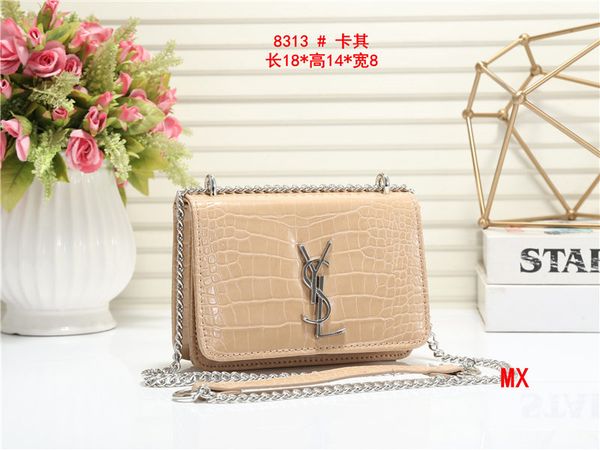 

1y s l -luxury leather famous women's bag lady style brands purse belt lady wallet handbag shoulder bag, Gray